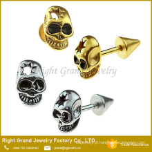 316L aço inoxidável cirúrgico esmalte caveira crânio brinco Studs Helix Piercing